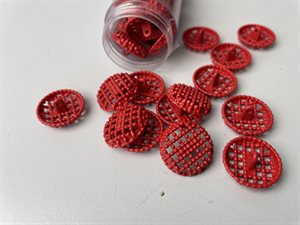Metalknap - rød med net effekt, 19 mm